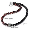 Chains Womens Mens Bead Necklace Mixed Red Tiger Eye Black Natural Stone For Men Women Stainless Steel Charm Gifts LTNB00103