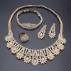 Dubai Gold Color Crystal Saudi Jewelry Sets Nigerian Wedding Necklace Jewellry Set Wholesale Bracelet Earring Ring Set