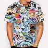 Camisetas masculinas masculino de hip-hop o pescoço casual 3d traje de verão imprimido rastreio de camisetas de grandes dimensões