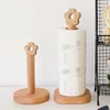 1Pc Creative Solid Wood Kitchen Roll Paper Holder Vertical Bathroom Living Room Napkin Stand Tissue Storage Rack 220611