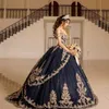 Princess Navy Blue Vestidos de 15 Anos Quinceanera Dresses 2021 Sweet 16 Dress Coleccion Charro Ball Gown Prom Clows