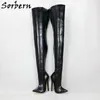 Sorbern Extrem Long Boots Women 18Cm High Heels Pointed Toe Sharp Heels Side Zippers Soft Linnings Boots Custom Wide Shalft