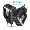 Super Fast Quick Complefice Chargers 65W Dual Ports PD Type C EU US UK UK Adapters Power Power для iPhone X XR 12 13 Pro Samsung Huawei Android ПК с розничной коробкой с розничной коробкой