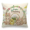 Kissenbezug Happy Easter Egg Bunny Kissenbezug Leinen Kissenbezug für Wohnzimmer Dekoration Fall Sofa Auto 45x45cm 220623