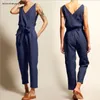 Celmia Women Jumpsuits Summer Plus Size Vintage Romper Casual ärmlösa Playsuits Bodysuits 220714