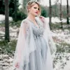 Fashion Prom Dresses for Pregnant Women 2022 Elegant Evening Gowns with Sleeves Maternity Photoshoot Dress Formal Wear