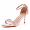 Summer Women Sandals Sexy Bridal Wedding Shoes 7CM High Heels Lday Pumps Peep Toe Rhinestone Stiletto