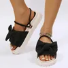 Sandálias moda feminina decoração de arco slingback de forma plana para slippers de praia plana de dedo casual de dedão