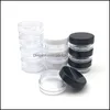 R￩nits ￠ baume ￠ l￨vres 3G / L Clear rond Cosmetic Pot Pocs avec couvercles de bouchon ￠ vis blanc noir et petite petite gamme de bouteilles 3G Livraison 2021 Emballage B