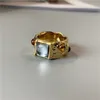Ниша Mondo Retro Gemstone Inlaid Ring Light Luxury Style Style Gold Insex Finger ins Fashion All-Match Jewelry подарок