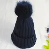 Beanie/Totenkopf-Kappen, modisch, für Damen, Kunstpelz, Ballmütze, Pom Poms, Wintermütze, gestrickt, warm - MX8 Davi22