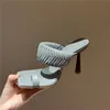 Designer Stroh Weave Slides Sandalen Karree FlipFlops Mules Super Woodiness Ferse Sandalen Frauen Echtes Leder Marke Slipper Frau Schuhe