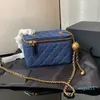 France Classical Mini Vanity Cosmetic Case Denim Box Bags Gold Crush Ball Crossbody Shoulder Luxury Designer Womens Handbags