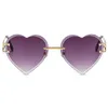 Fashion Sunglasses Rimless Sun Glasses Women Heart Anti-UV Spectacles Gradient Color Lens Eyeglasses Simplity Ornamental