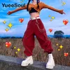 Y2K Rote Hose Große Taschen Hose Kette Reißverschluss Hohe Taille Cargohose Retro 90S Mode Streetwear Frauen Herbst Hose 220719