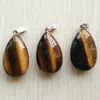 Pendant Necklaces Fashion High Quality Natural Tiger Eye Stone Drop Pendants 25x40mm Charms For Making 10pcs/lot Wholesale