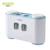 Ecoco Wall Mount自動歯磨き粉スクイザーディスペン装置歯ブラシホルダーバスルームアクセサリー4カップ付き収納ラック220624