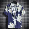 Hawajskie koszule plażowe Męskie Shortsleeved Casualne koszule nadmorskie wakacje Szybkie ubrania luźne kwiatowe topy 220527