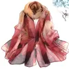 RUNMEIFA Fashion SpringSummer Women Floral Printing Beach Silk Scarf Shawls Female Long Wraps Sunscreen Hijab 220812