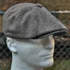 ベレー帽Sboyキャップウールツイードオクタゴナル灰色の茶色のギャツビーハットキャベスヘッドピースベレー帽の帽子berets