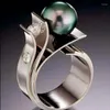 Pierścionki ślubne Kobiety i mężczyźni moda osobowość vintage perła kryształ pierścień cyrkon kamień klejnot dla lady biżuterii