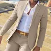 Blazer da uomo 2022 Costume di moda Slimt Stit Gentlemen for Men 2 pezzi Beige Wedding Groom Smoking Giacca maschio con pantaloni