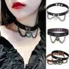 Chokers Harajuku Black Pu Кожаный кожух кожа для женщин Мужские панк -сердце девочки готика