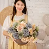 装飾的な花の花輪デラックスローズペオンシルク人工花クリスマステーブル装飾DIYウェディングパーティー秋のローズエコー