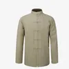 Giacche da uomo Camicia di cotone maschile Cappotto tradizionale cinese da uomo Abbigliamento Tai Chi Uniforme Autunno Primavera Giacca a maniche lunghe per uomoUomo UomoUomo