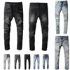 Męskie markowe dżinsy w trudnej sytuacji Ripped Biker Slim Fit motocykl Biker Denim dla moda męska Mans czarne spodnie pour hommes