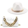 Fedora Hats Women Luxury Accessories Gold Chain Bag Set Ladies Leather Tote Church Elegant Wild Jazz Top Hat Party 2207251004132