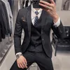 6XL 7XL vestes gilet pantalon mâle coréen Blazers Slim Check britannique costume d'affaires hommes trois pièces mariage marié homme robe 220704