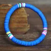 African Strands Colorful Polymer Clay Disc Bead Stretch Charm Bracelet Beach Jewelry Surfer Bracelets for Women Summer Beach Fashion Jewelry
