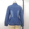 Damesjacks vrouwen blauwe spijkerjasje ruche zoom slanke fit korte jeans jas vintage afsla down collar boetiek kleding bovenkleding's