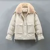 Qingwen Winter Koreanische Baumwolle Stepp Jacke Frauen 2022 Lose Große Größe Weibliche Jacke Schlank Dicken Pelz Kragen Baumwolle Parka Jacke l220725