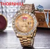 Famous Designer Full Stainless Aço Relógios 43mm Quartz Cronograph Men Big Diamonds Ring Roman Number Watch Watch