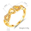 Wedding Rings Luxury Female Small Heart Love Ring Fashion Yellow Gold Color White Zircon Promise Engagement For WomenWedding