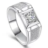 Luxury Silver Color Round Cubic Zircon Ring for Men Classic Wedding Ceremony Ring Dazzling Male Accessories Jewelry