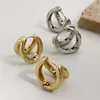 Hoop & Huggie Monlansher Stereoscopic Double Line Geometric Earrings Gold Silver Color Metal Classy Jewelry For WomenHoop