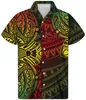 Polynesian Luxus Tribal Traditionelle Floral Rot Druck Hemd Männer Sommer Stil Polynesian Casual Mode Kurzarm V-ausschnitt Shir L220704