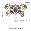 Broches Broches XIANG Or Argent Métal Strass Bowknot Mode Cristal Arc Simulation Perles Chemise Broche Pour Femmes GirlPins