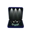 Velvet LED Light Jewelry Set Box Necklace Earrings Ring Jewellery Gift Display Storage Case with Custom H220505
