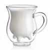 Gobelets créatifs vache double couche verre crémier tasse 250 ml belle cruche de lait jus thé tasses à café verres clairs tasse mousseur à lait pichet ZC1215