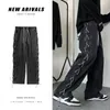 Männer Jeans Kordelzug Gestrickte Jean Hosen Männer Gerade Lose Hip Hop Mode Patckwork Casual Streetwear Männliche HosenMen's Men'sMen's