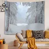 冬の風景タペストリー美しい雪の世界印刷ポリエステルカーペットホーム装飾ベッドルームリビングルーム背景ファブリックタピズJ220804