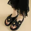 Sandals Chic Chain Punk Pumps Shoes Women Genuine Leather Low Heels Gladiator Female Summer Platform Oxfords Casual