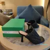 디자이너 샌들 여성 짠 가죽 광장 발가락 하이힐 패션 성격 여름 해변 신발 크기 35-41