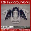 Kit corpo per YAMAHA FZRR FZR 250R 250RR FZR 250 FZR250R FZR-250 143No.14 bianco nero FZR-250R FZR250 R RR 90 91 92 93 94 95 FZR250RR 1990 1991 1992 1993 1994 1 995 Carenatura