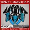 Yamaha Tmax için OEM gövdesi Max 500 MAX-500 Siyah Cian Tmax-500 2012 2013 2014 2015 Fairings 113No.80 T Max500 T-Max500 12-15 Tmax500 12 13 14 15 Enjeksiyon Kalıp Gövdesi