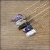 Pendentif Colliers Pendentifs Bijoux Chaînes En Or Pierre Silce Dalle Cristal De Guérison Reiki Naturel Smoky Rose Quar Dhrh9